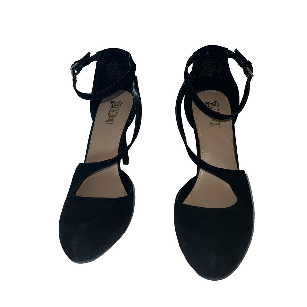 Brash Women's Size 9.5 Classic Black Stiletto Heels Faux Suede Ankle Straps